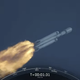 A view of the Falcon Heavy launch some 90 seconds into the mission.